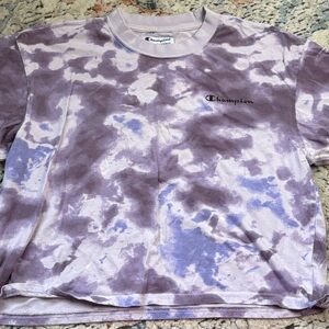 Champion Lilac and Lavender Tie-Dye Short Sleeve Tee